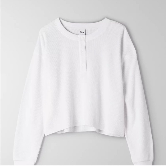 TNA Alano Henley White Ribbed Long Sleeves - Picture 4 of 11